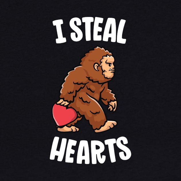 Bigfoot Valentines Day I Steal Hearts Funny Sasquatch Boys by 14thFloorApparel